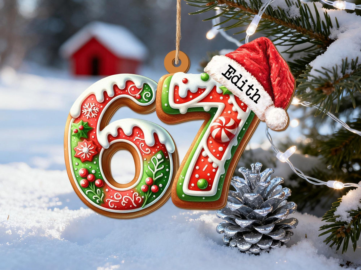 Custom Name Six Seven 67 Slang Holiday Tree Ornament