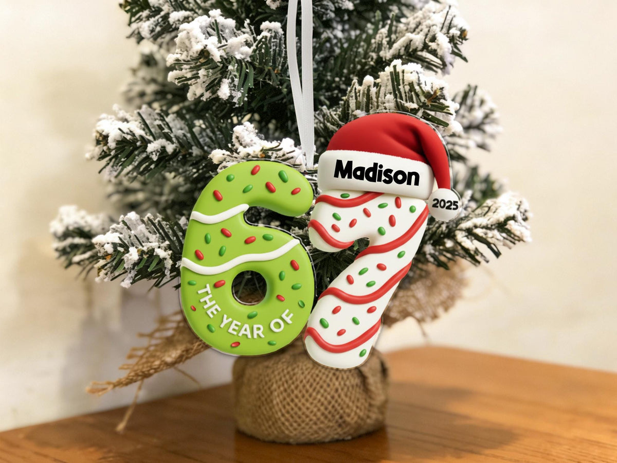 Personalized Santa Hat "Six Seven 67" Acrylic Ornament