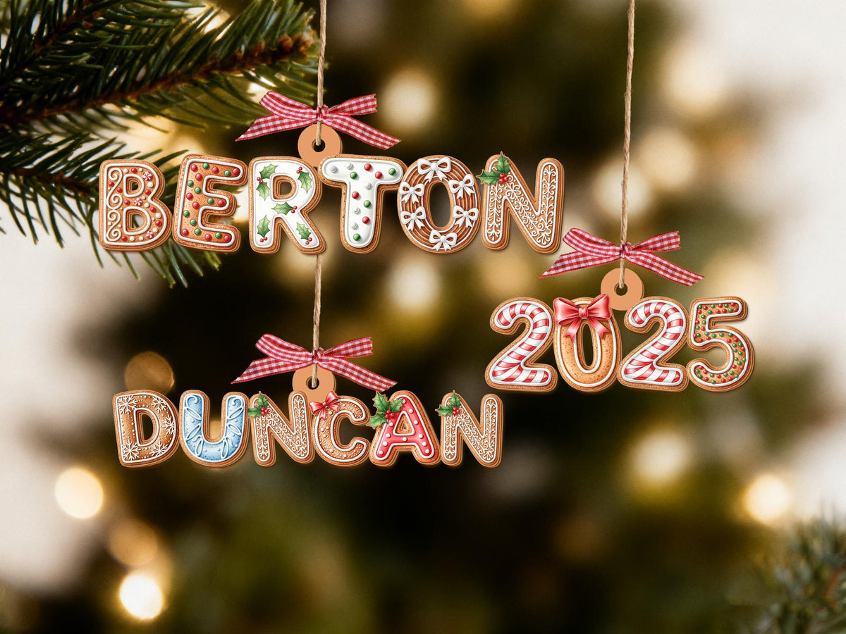 Personalized Gingerbread Cookie Initial Letter Ornament