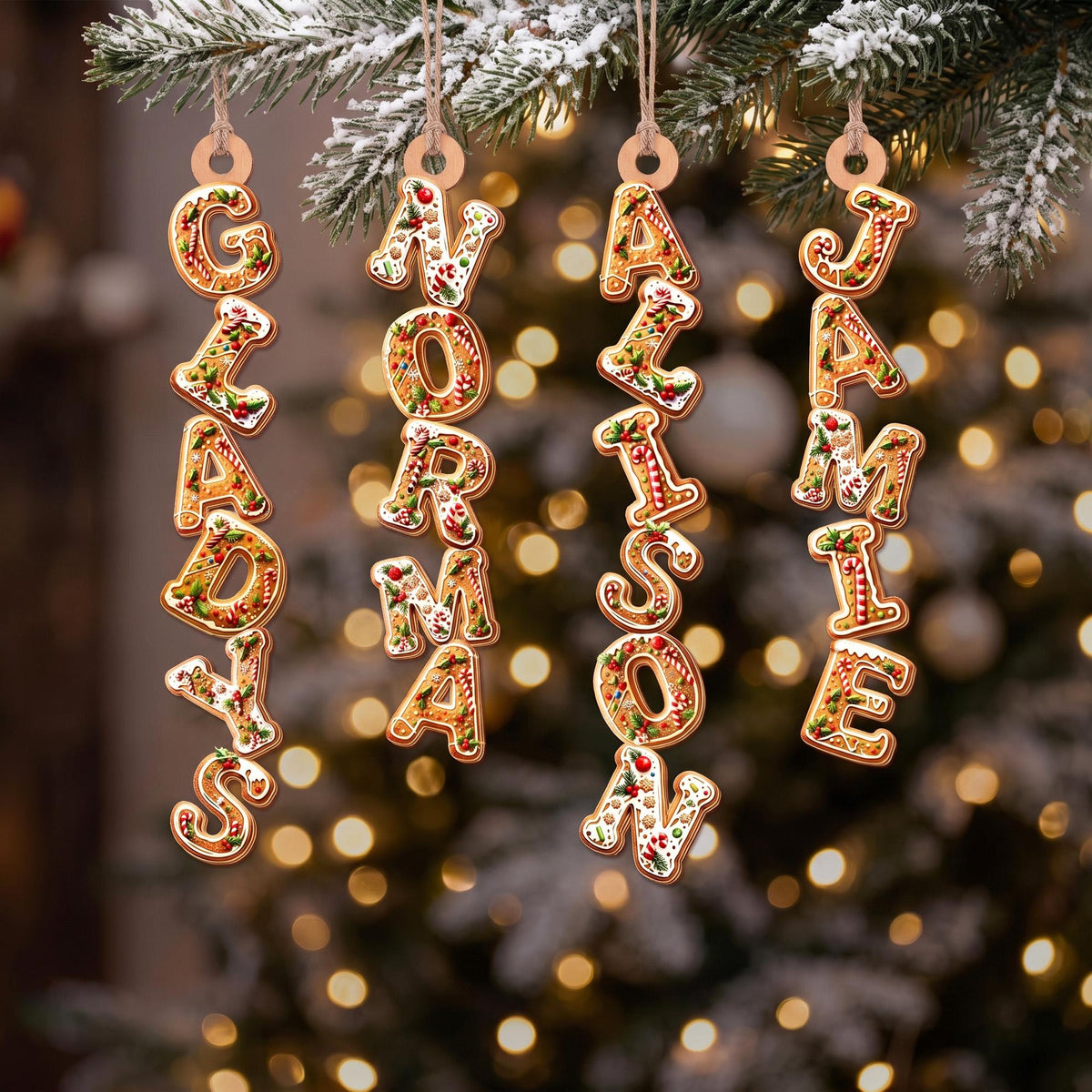 Personalized Gingerbread Name Tag Tree Ornament
