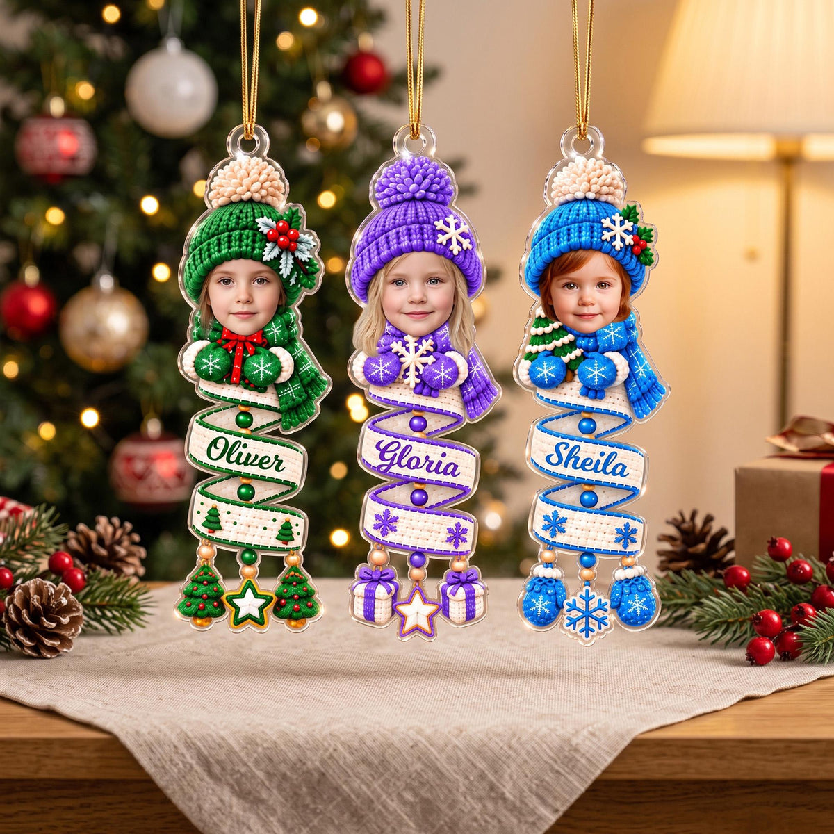 Personalized Snowman Photo Baby Face Ornament