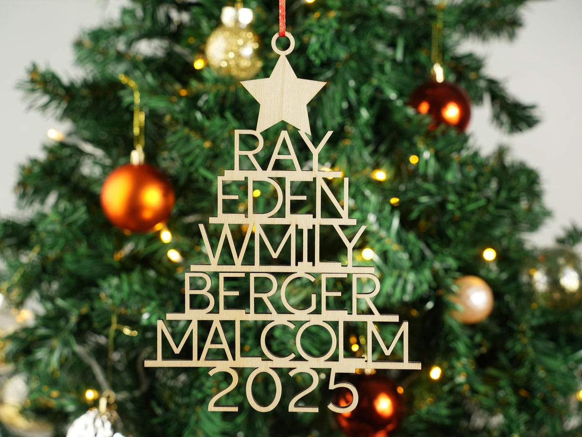 Custom Wooden Family Christmas Keepsake Ornament