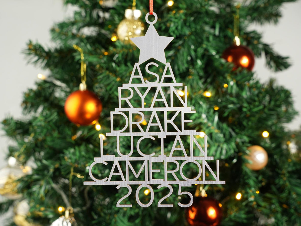 Personalized Wooden Family Names Christmas Keepsake Ornament