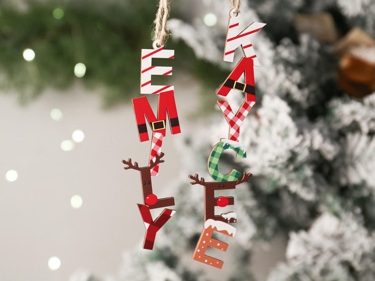 Personalized Christmas Monogram Letter Ornament & Tag