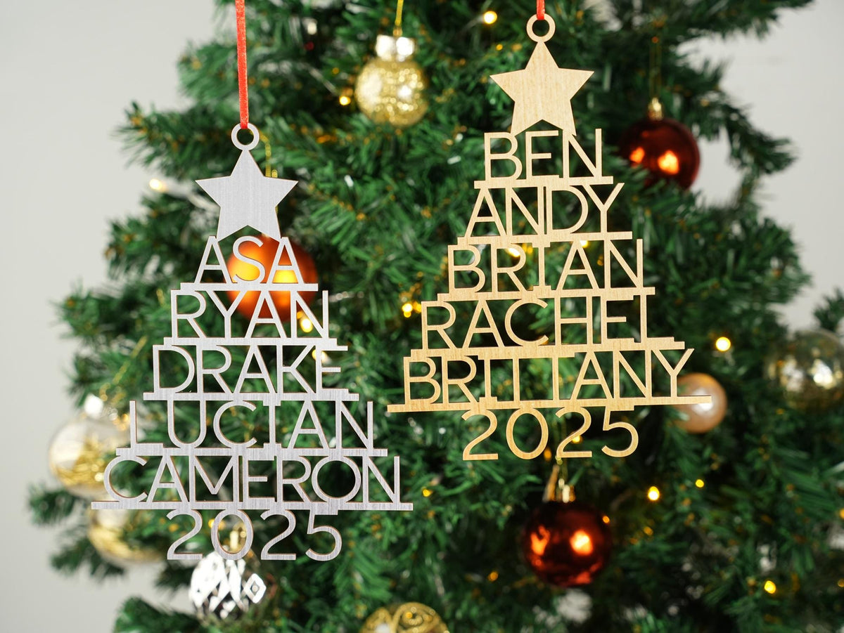 Custom Wooden Family Christmas Keepsake Ornament