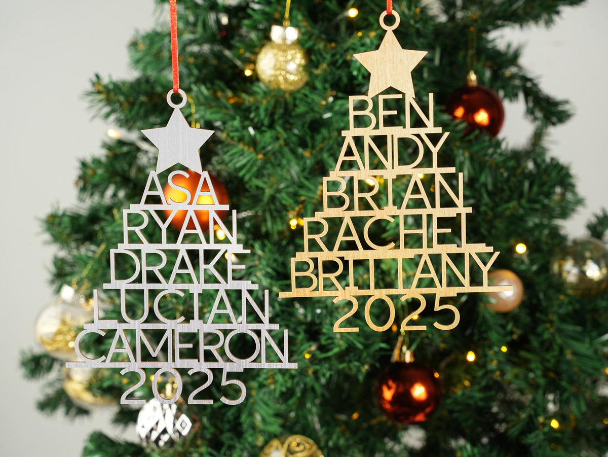 Personalized Wooden Family Names Christmas Keepsake Ornament