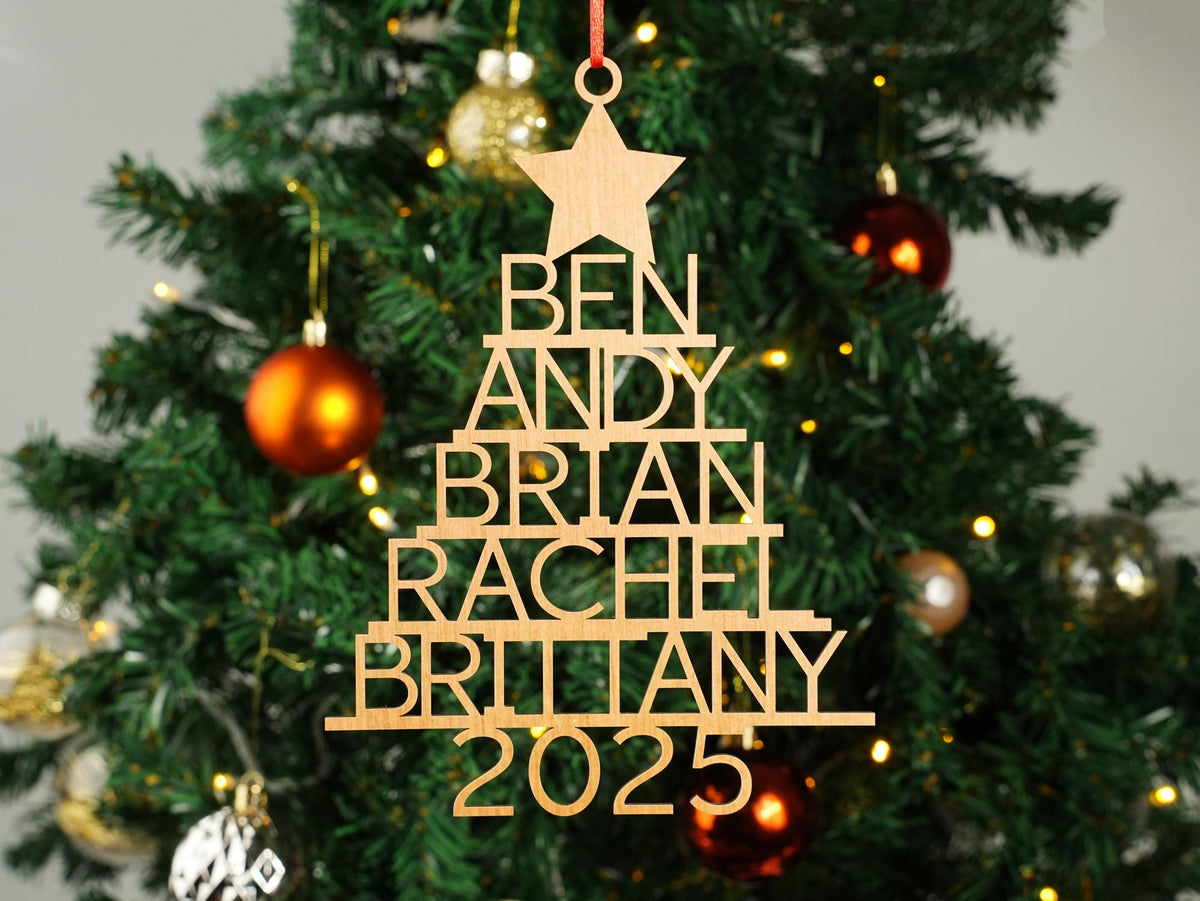 Personalized Wooden Family Names Christmas Keepsake Ornament