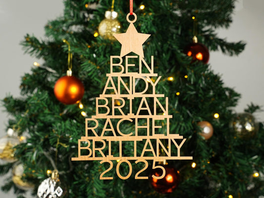 Personalized Wooden Family Names Christmas Keepsake Ornament