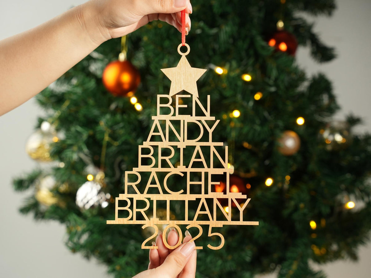 Personalized 2025 Family Names Wooden Christmas Ornament