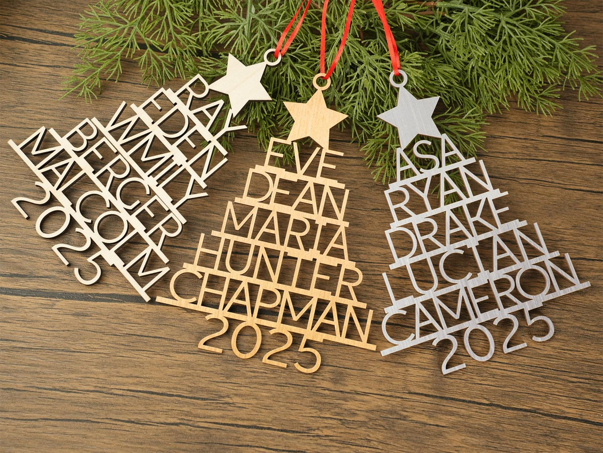 Personalized Wooden Family Names Christmas Keepsake Ornament