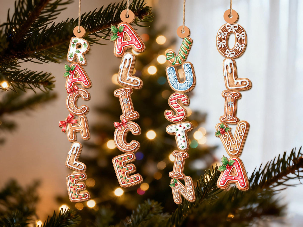 Personalized Gingerbread Cookie Initial Letter Ornament