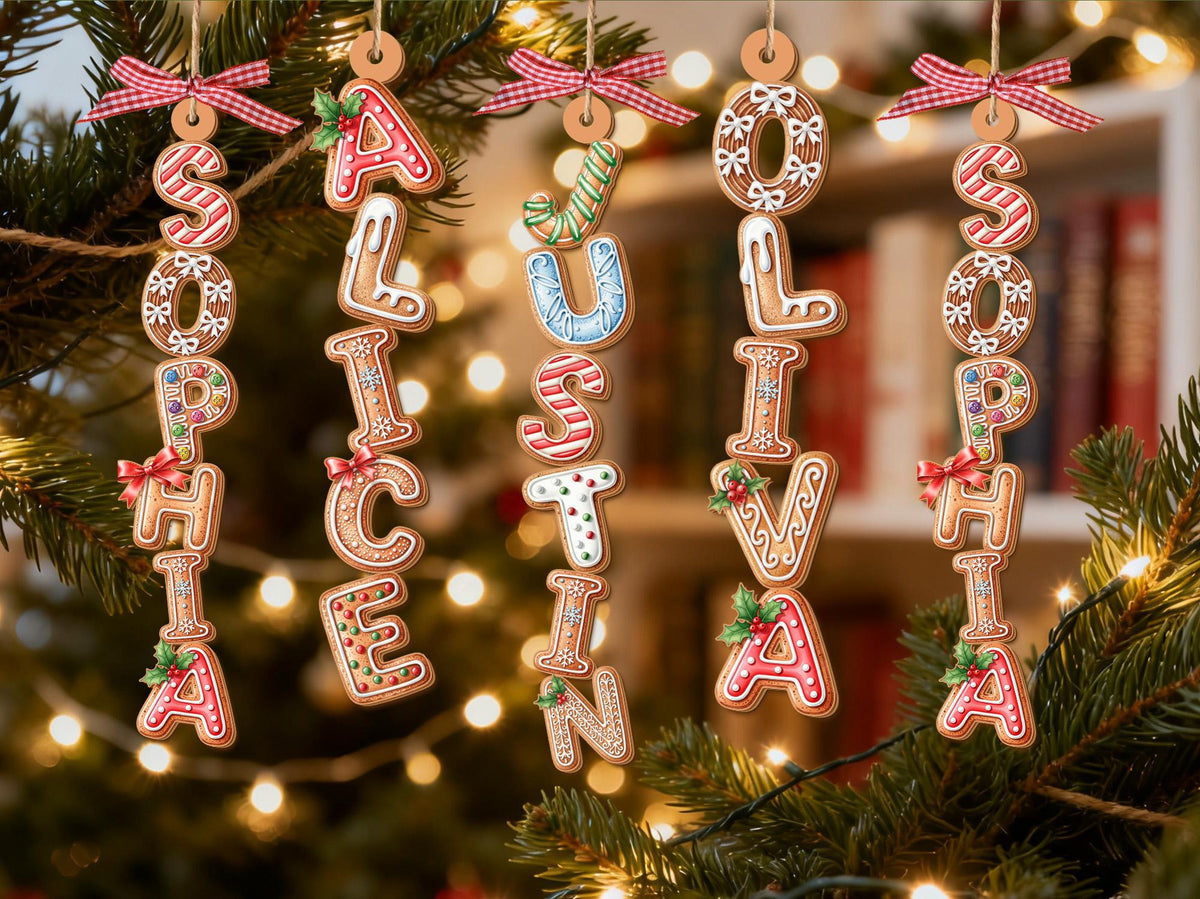 Personalized Gingerbread Cookie Initial Letter Ornament