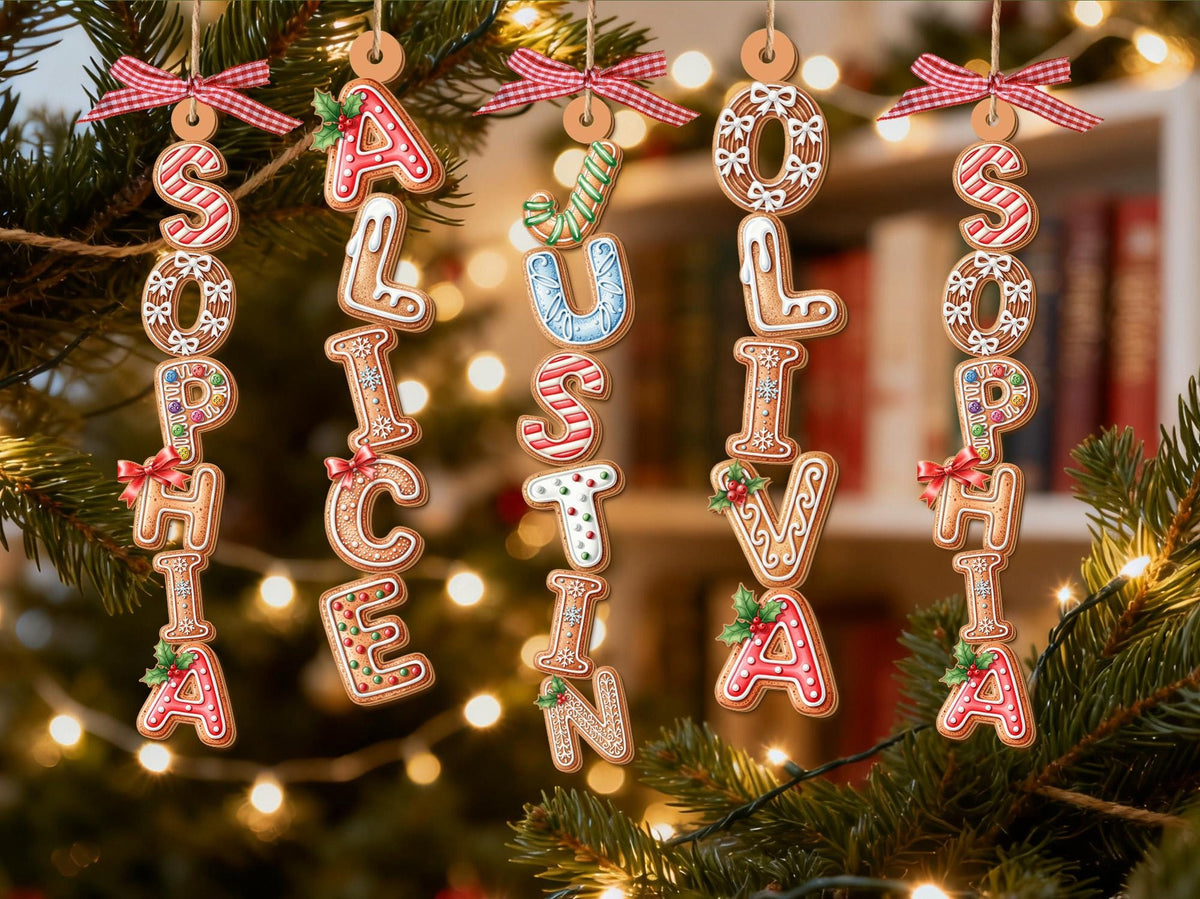 Custom Gingerbread Letter Stocking Tag & Tree Ornament