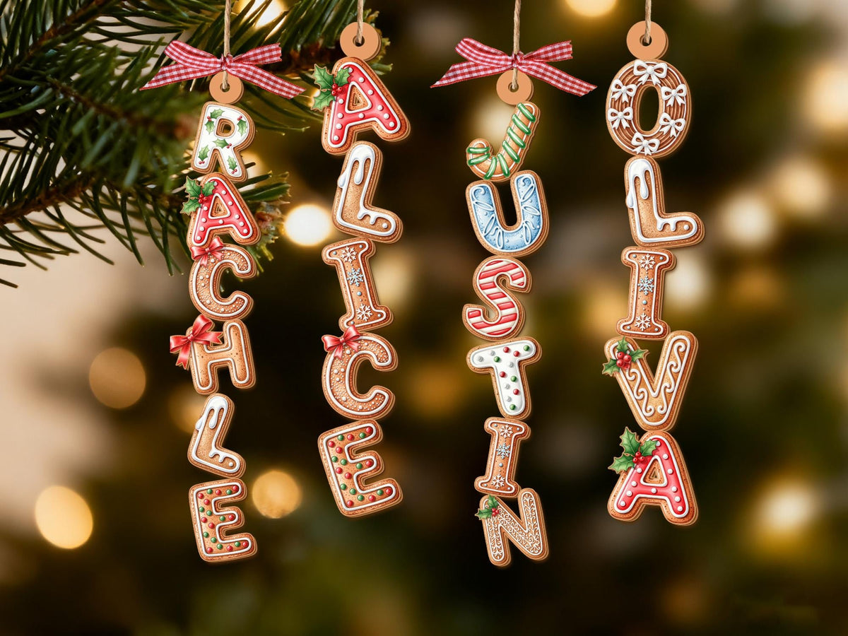 Personalized Gingerbread Cookie Initial Letter Ornament