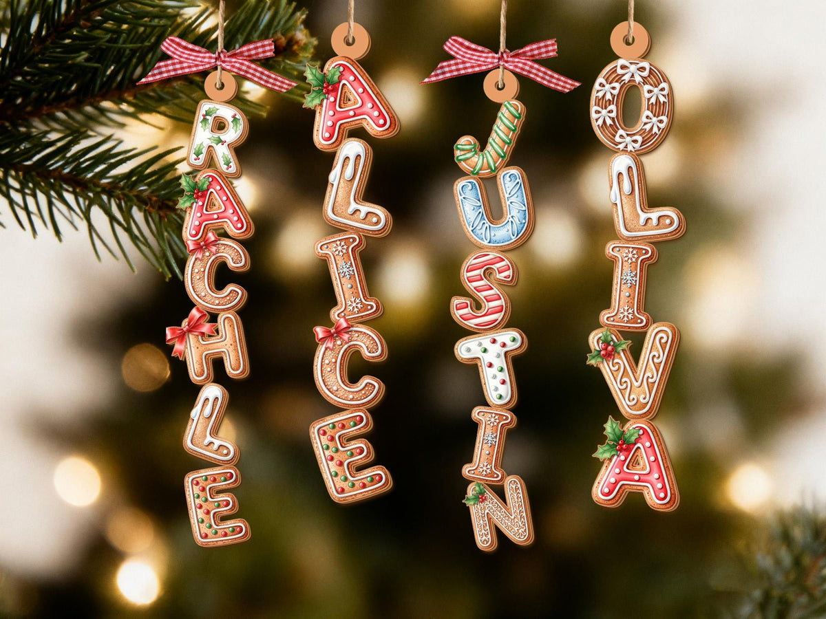 Personalized Gingerbread Cookie Initial Letter Ornament