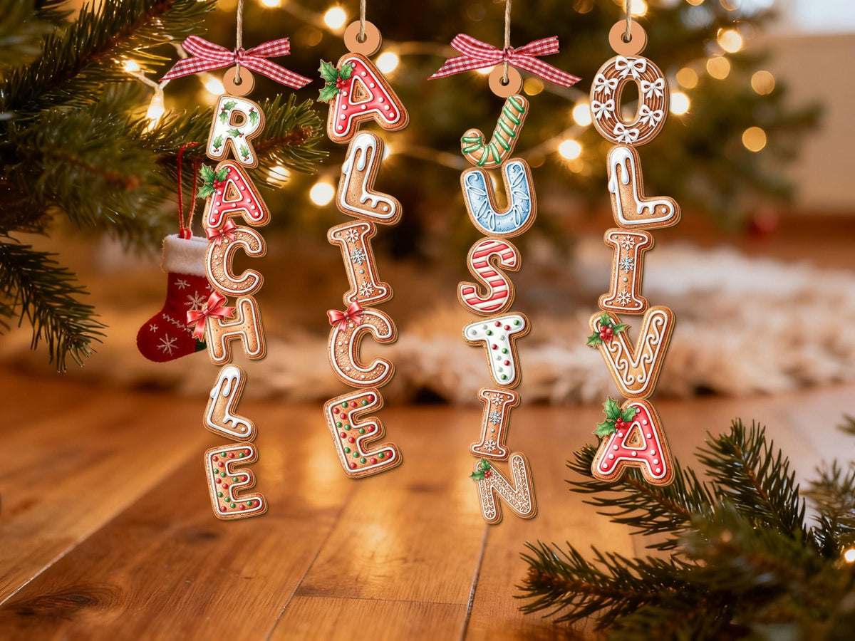 Personalized Gingerbread Initial Letter Name Ornament