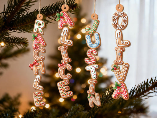 Personalized Gingerbread Initial Letter Name Ornament