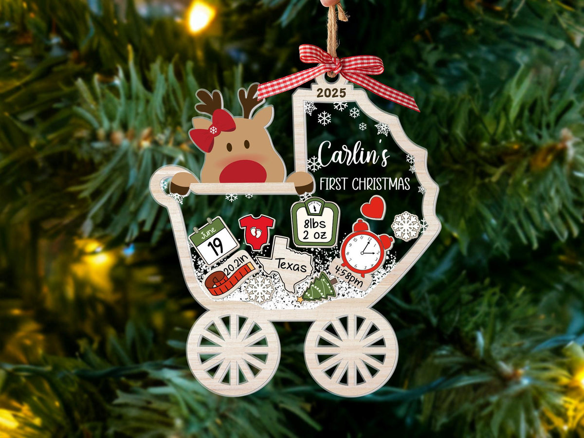 Personalized Baby's First Christmas 4D Shaker Ornament