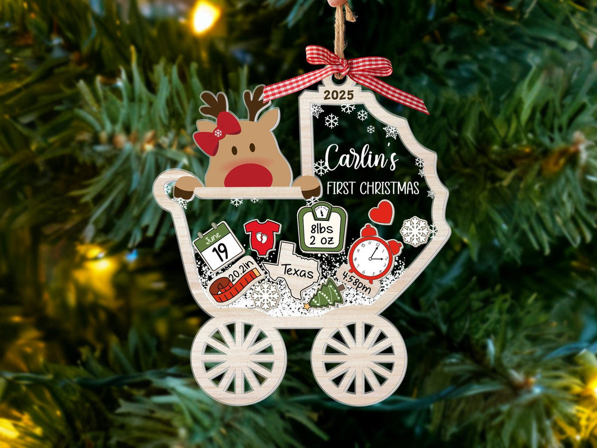 Personalized Baby's First Christmas 4D Shaker Ornament