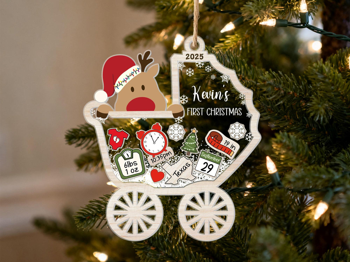 Personalized Baby's First Christmas 4D Shaker Ornament