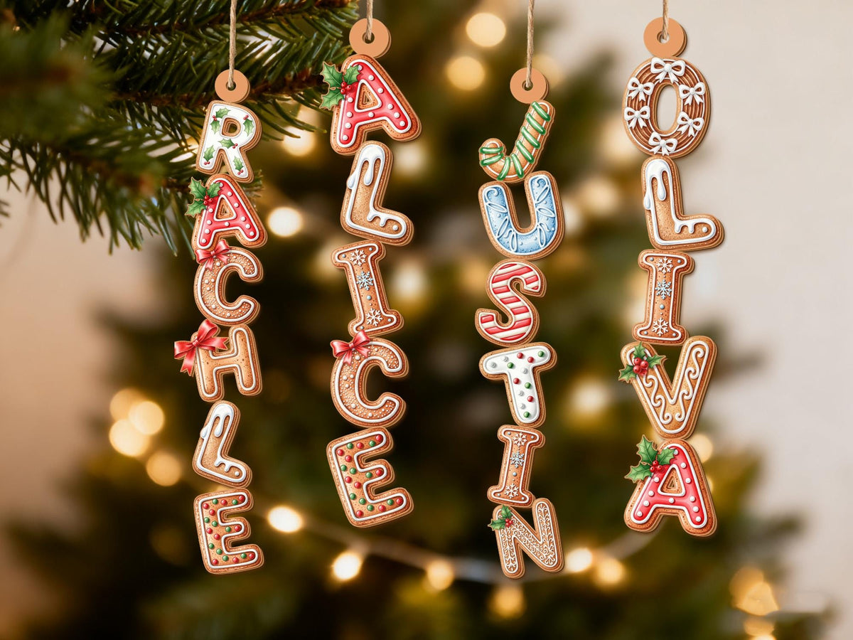Custom Gingerbread Letter Stocking Tag & Tree Ornament