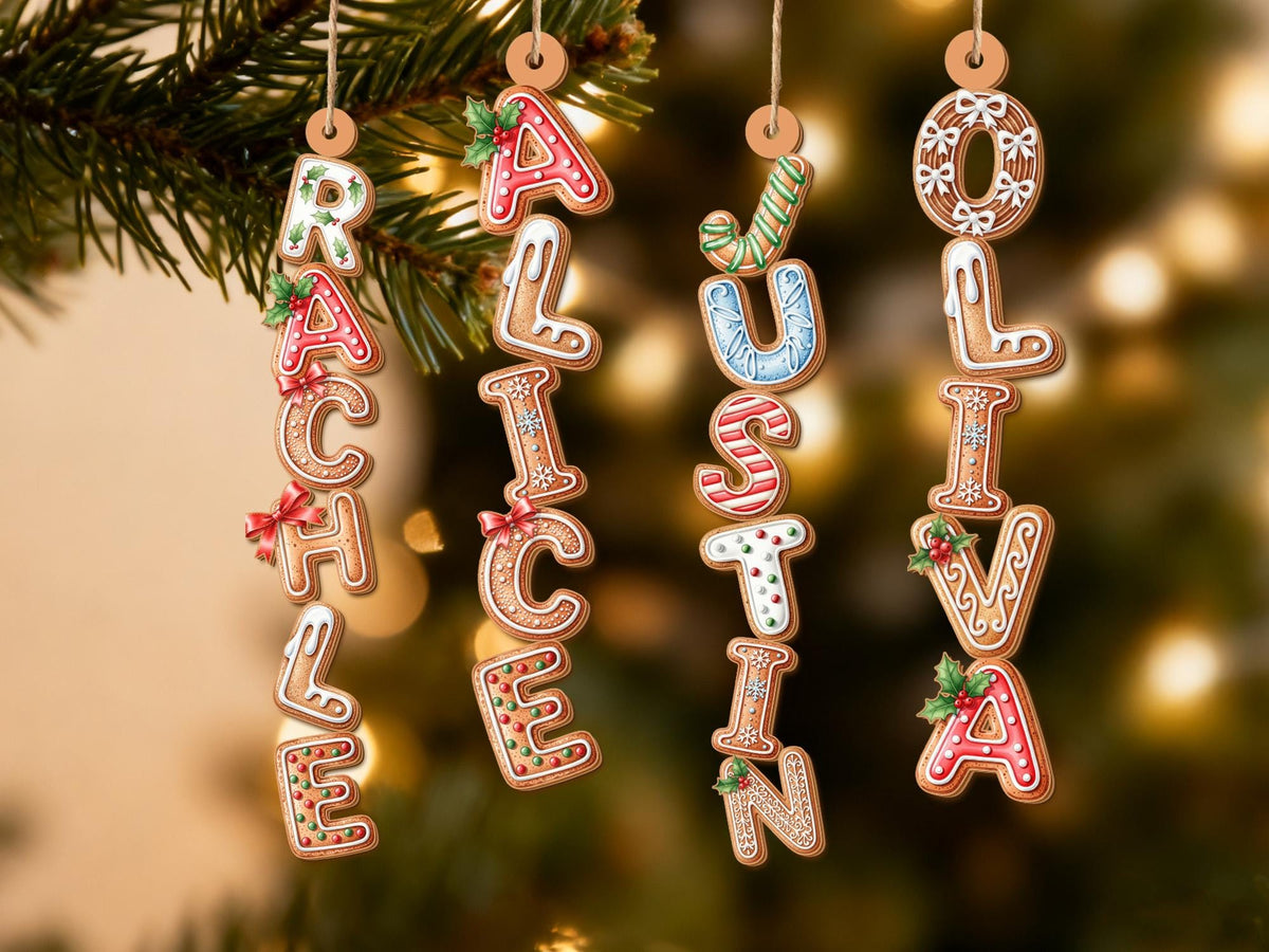 Custom Gingerbread Letter Stocking Tag & Tree Ornament