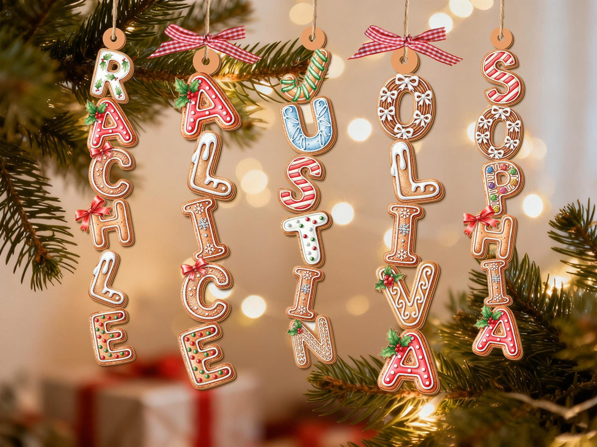 Custom Gingerbread Letter Stocking Tag & Tree Ornament