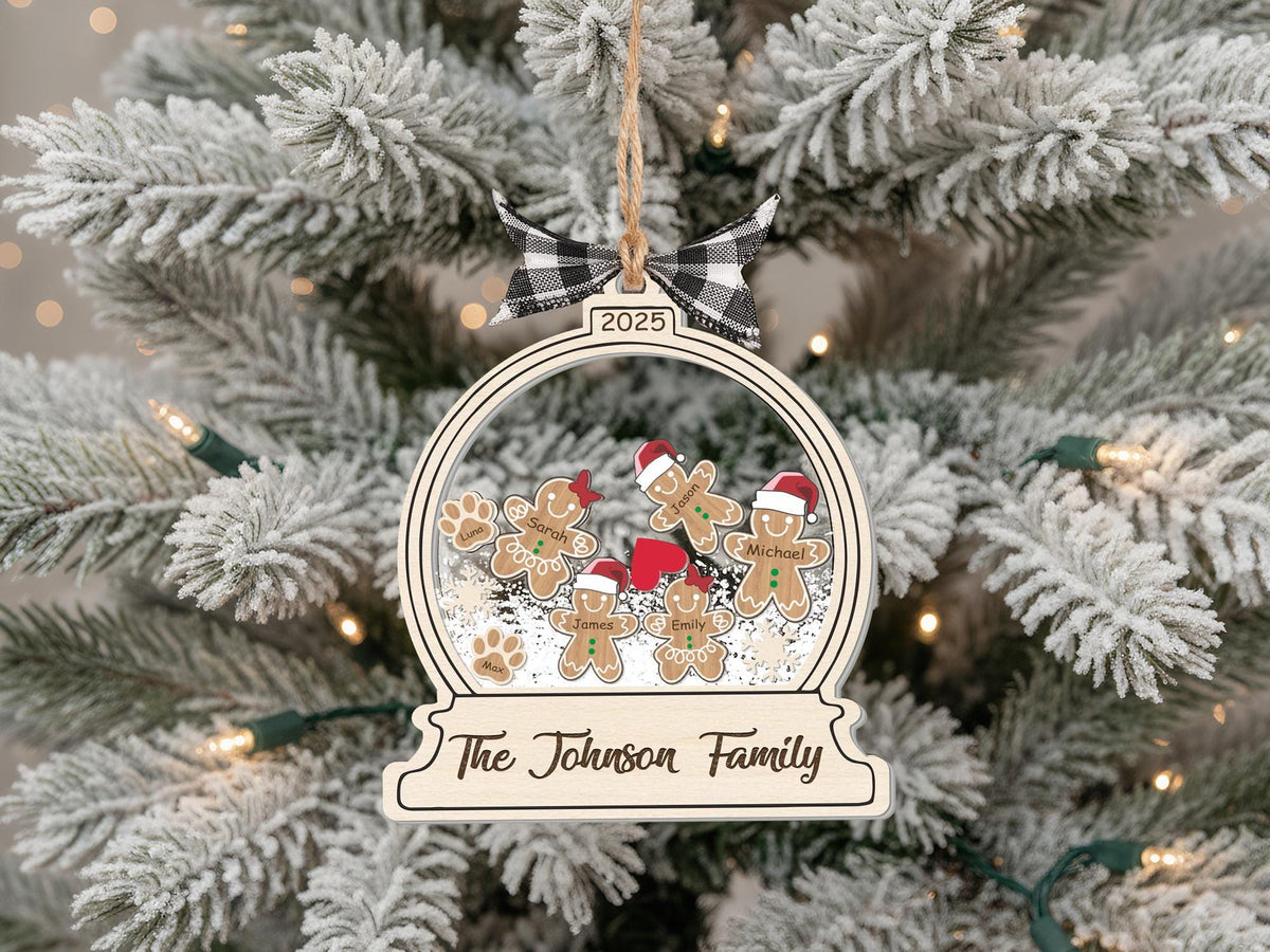 Personalized 4D Gingerbread Family Christmas Ornament