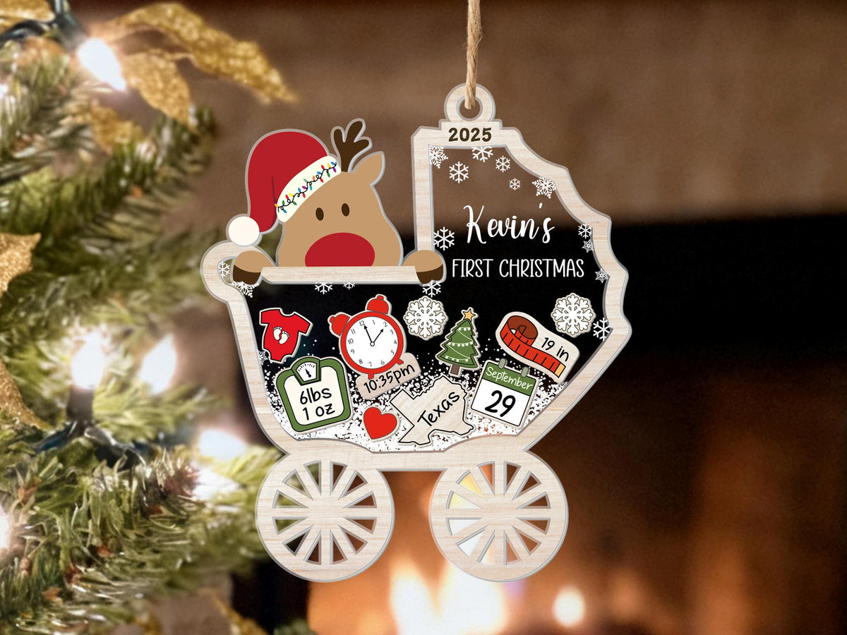 Personalized Baby's First Christmas 4D Shaker Ornament