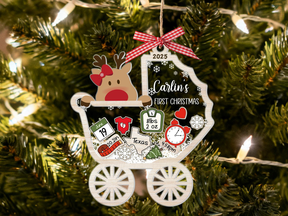 Personalized Baby's First Christmas 4D Shaker Ornament