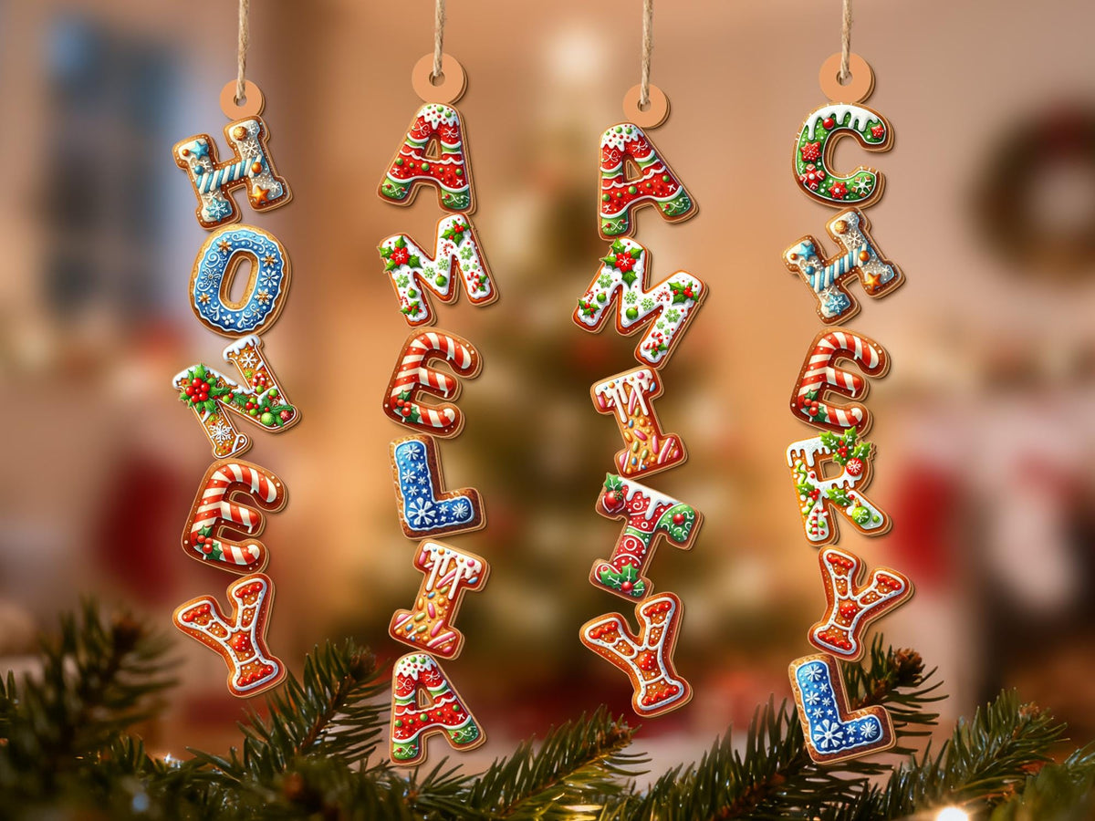 Custom Gingerbread Alphabet Stocking Tag Ornament
