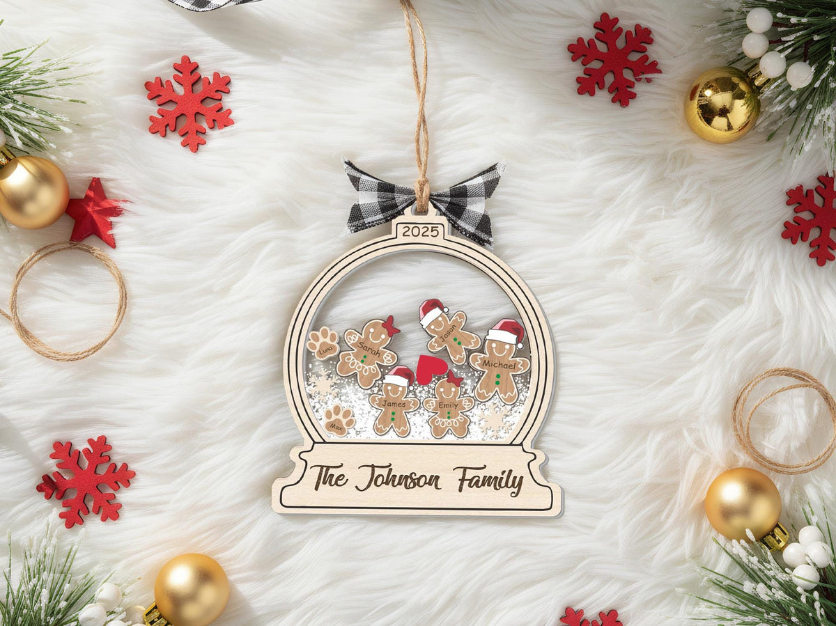 Personalized 4D Gingerbread Family Christmas Ornament