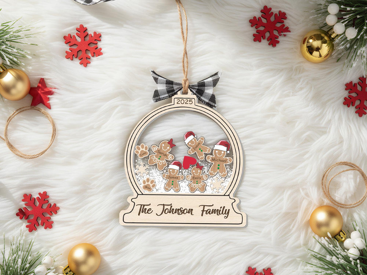 Personalized Gingerbread With Santa Hat 4D Family Ornament