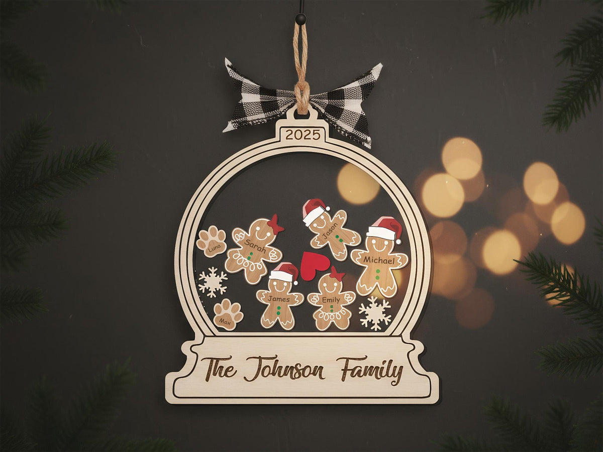 Personalized 4D Gingerbread Family Christmas Ornament