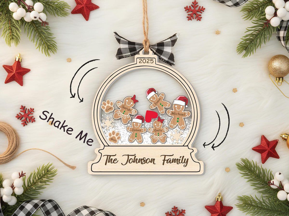 Personalized 4D Gingerbread Family Christmas Ornament