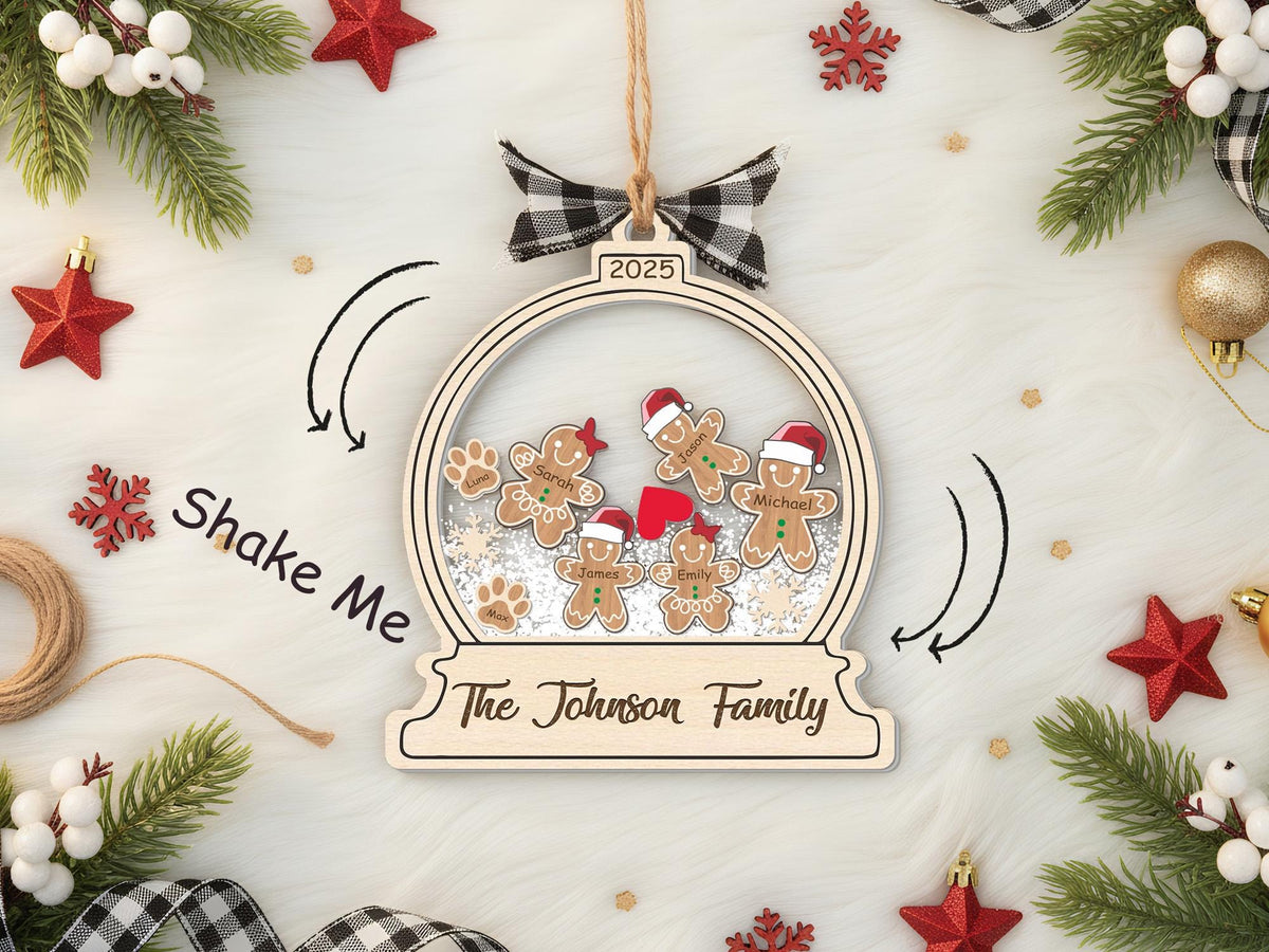 Personalized Gingerbread With Santa Hat 4D Family Ornament