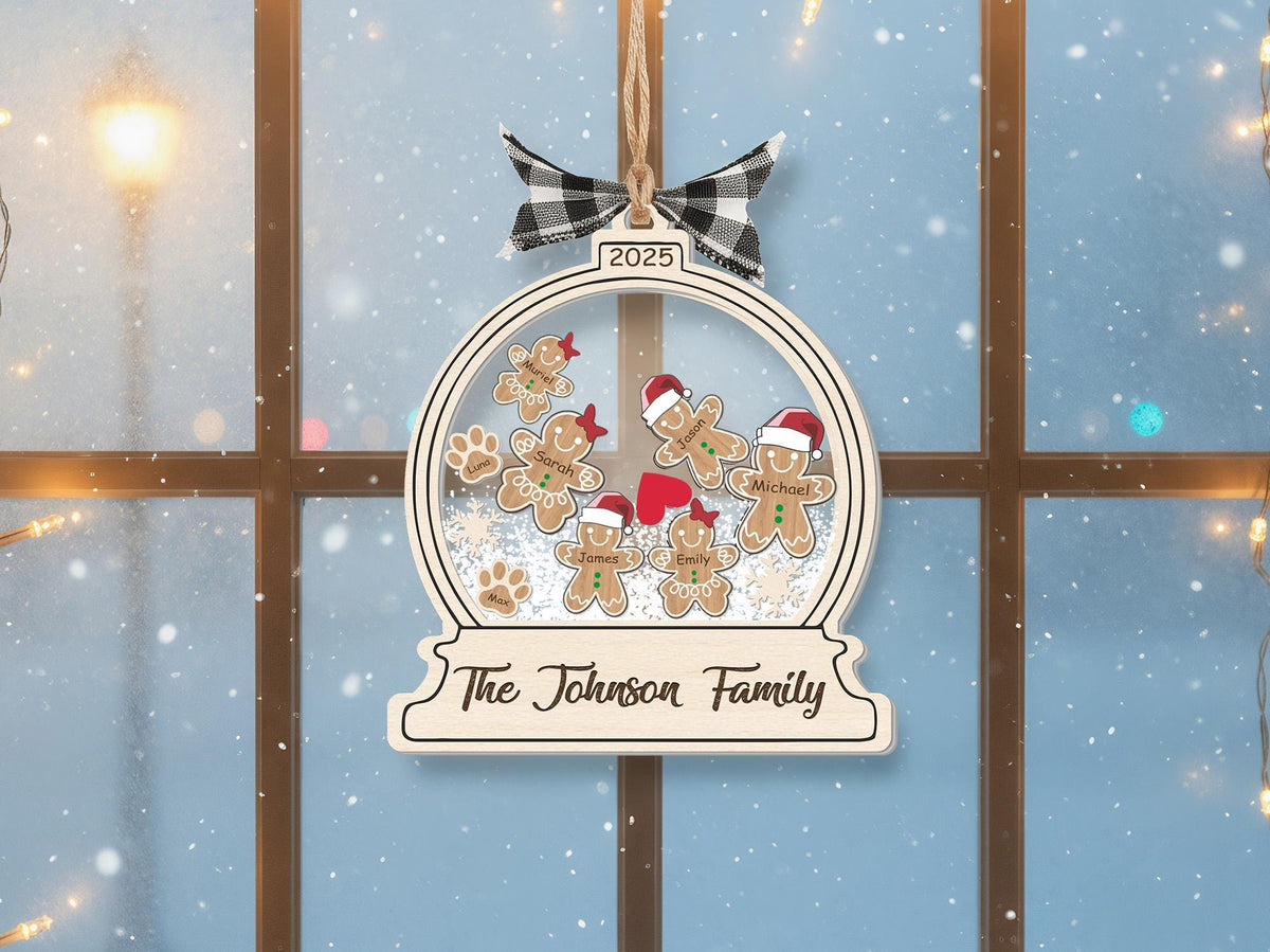 Personalized Gingerbread With Santa Hat 4D Family Ornament