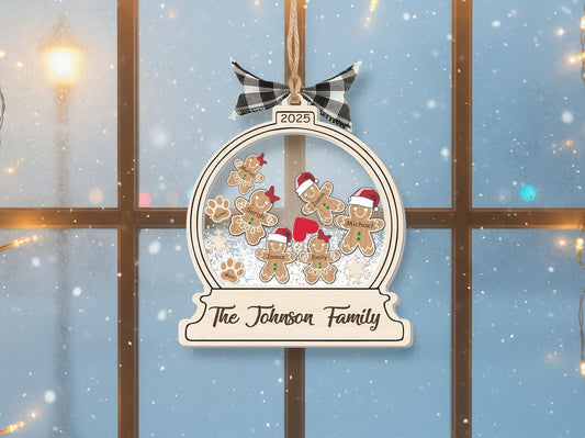 Personalized Gingerbread With Santa Hat 4D Family Ornament