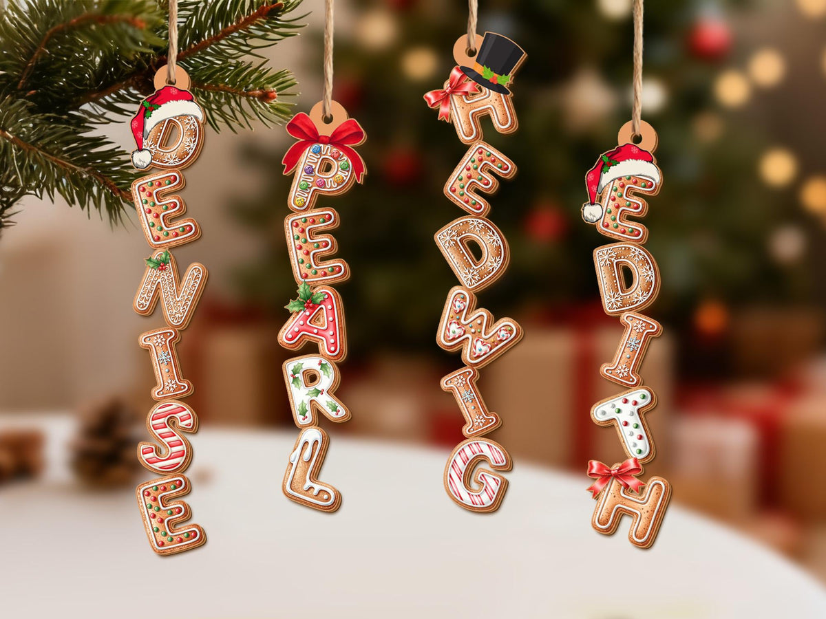 Personalized Gingerbread Cookie Initial Letter Ornament