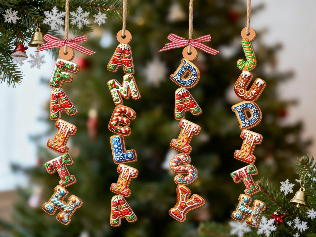 Custom Gingerbread Alphabet Stocking Tag Ornament