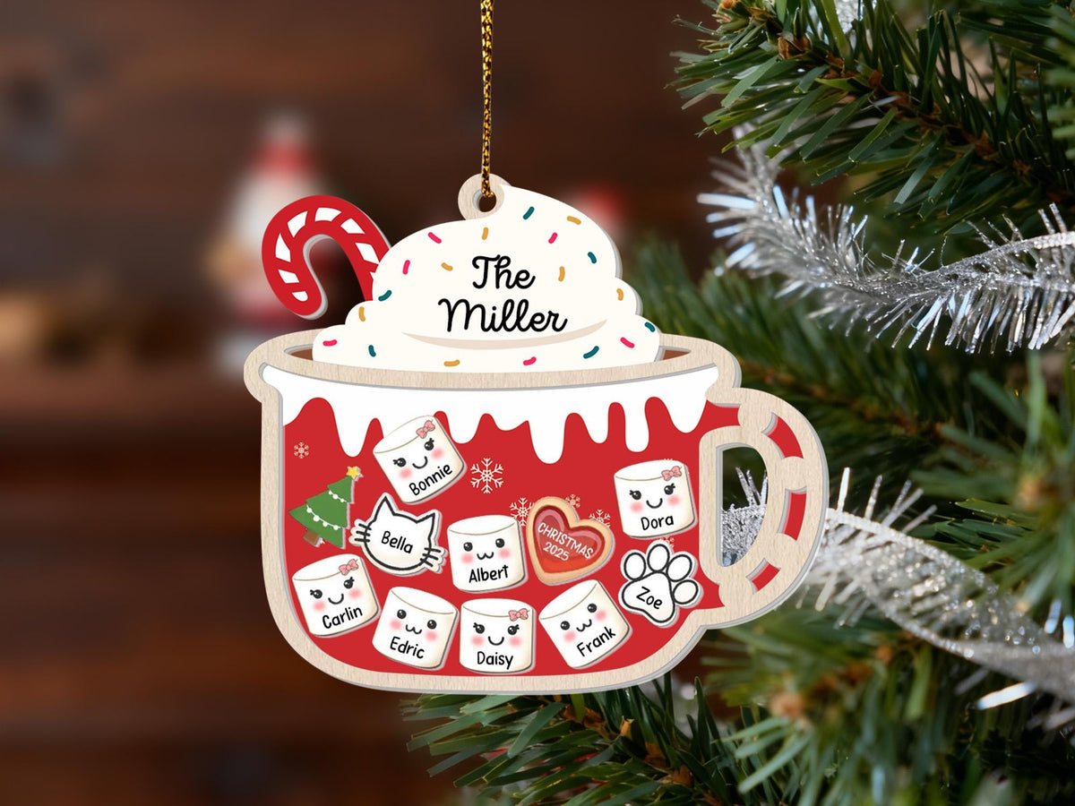 Personalized Marshmallows Family Shaker 4D Ornament