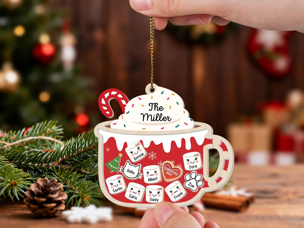 Personalized Marshmallows Family Shaker 4D Ornament