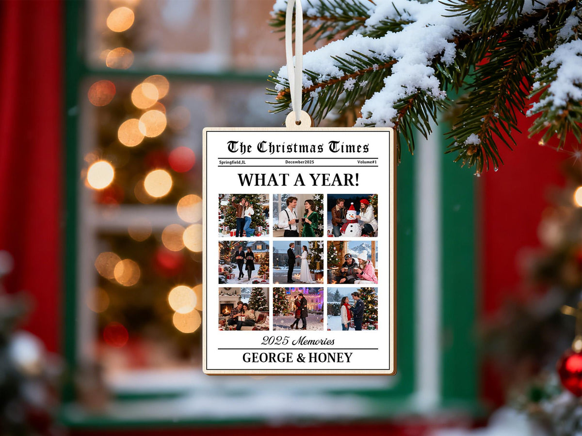 Personalized 2025 "Year In Review" Newspaper Ornament