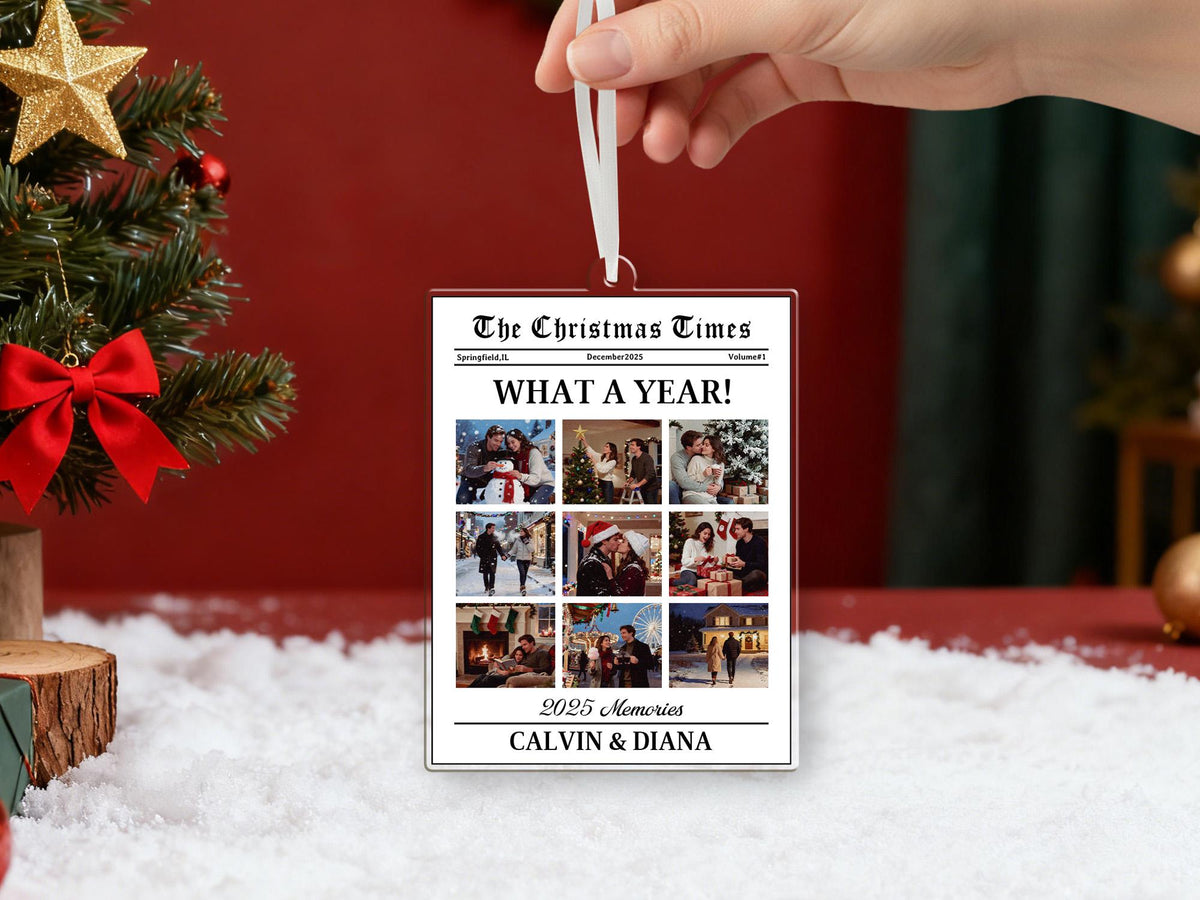 Personalized 2025 "Year In Review" Newspaper Ornament