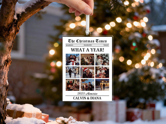 Personalized 2025 "Year In Review" Newspaper Ornament