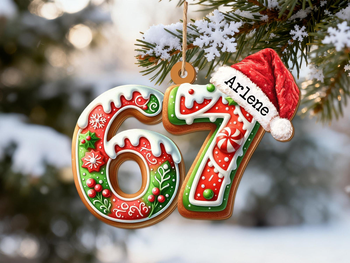 Custom Name Six Seven 67 Slang Holiday Tree Ornament