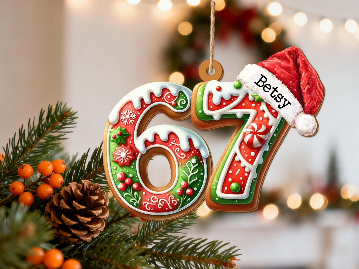 Custom Name Six Seven 67 Slang Holiday Tree Ornament