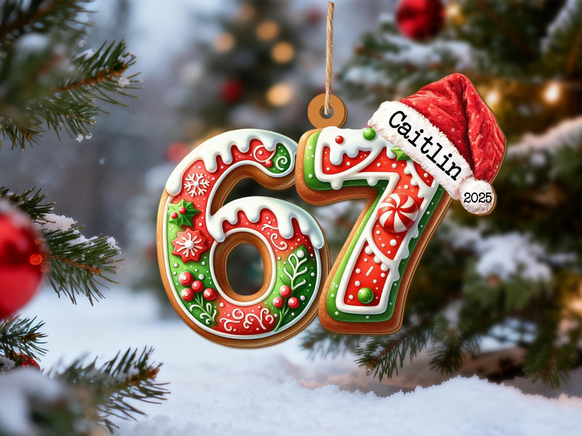 Custom Name Six Seven 67 Slang Holiday Tree Ornament