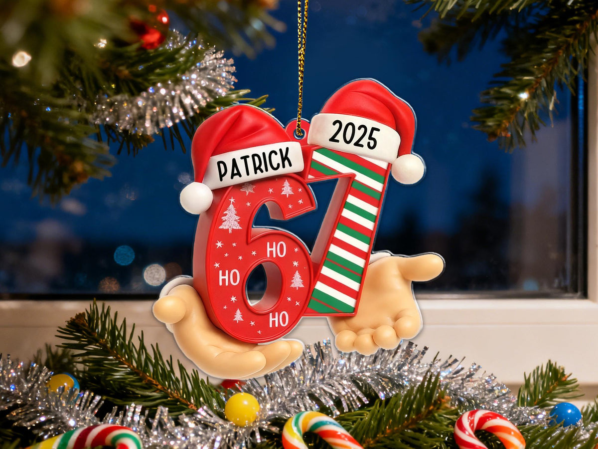 Custom Name 6 7 Meme Acrylic Christmas Tree Ornament