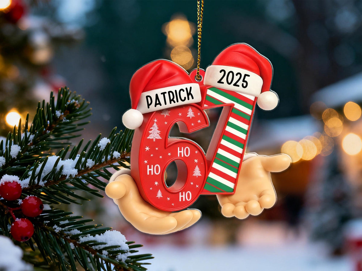 Custom 67 Viral Slang Acrylic Holiday Name Ornament